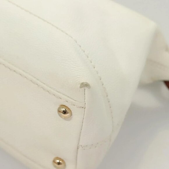 CHANEL Hand Bag Grained Calf Skin White CC Auth - Picture 8 of 16
